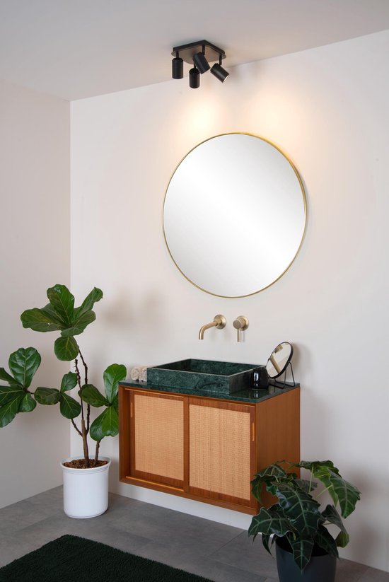 Lucide LENNERT - Plafondspot (Plafondlamp) Badkamer - LED Dimbaar - GU10 - 4x5W 3000K - IP44 - Zwart