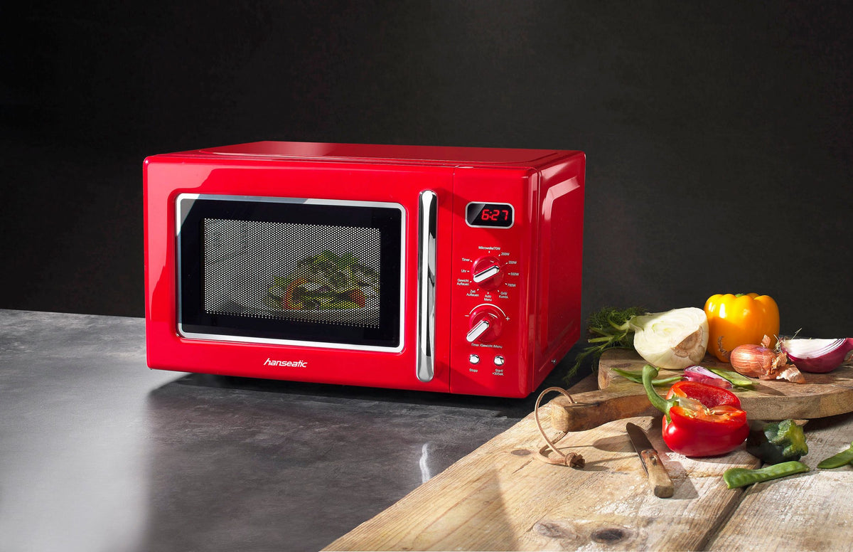 Hanseatic Magnetron AG720CE6-PM – 20 liter – 700 W – Grill 1000 W – Retro rood – 44 x 26 x 36 cm
