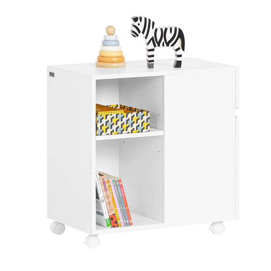 SoBuy ASK05-W Mobiele Printertafel en Bureau Onderstel met 2 Laden, 58x35x59 cm, Wit