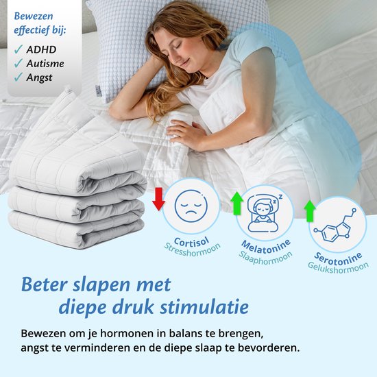 EL Life Verzwaringsdeken 9 kg - OEKO-TEX Katoen Zwaartedeken 135 x 200cm - Weighted Blanket - Verzwaarde Deken - Wit