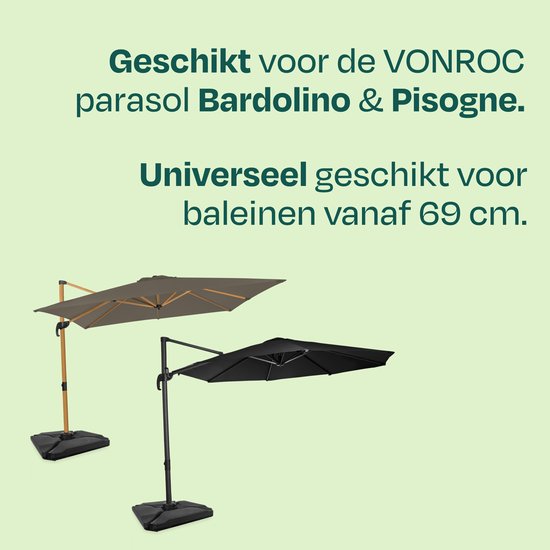VONROC LED Parasolverlichting - 15 lichtstrips - warm wit - voor VONROC zweefparasols Bardolino en Pisogne of baleinen vanaf 69 cm - oplaadbare 2600 mAh accu – (parasol niet inbegrepen)