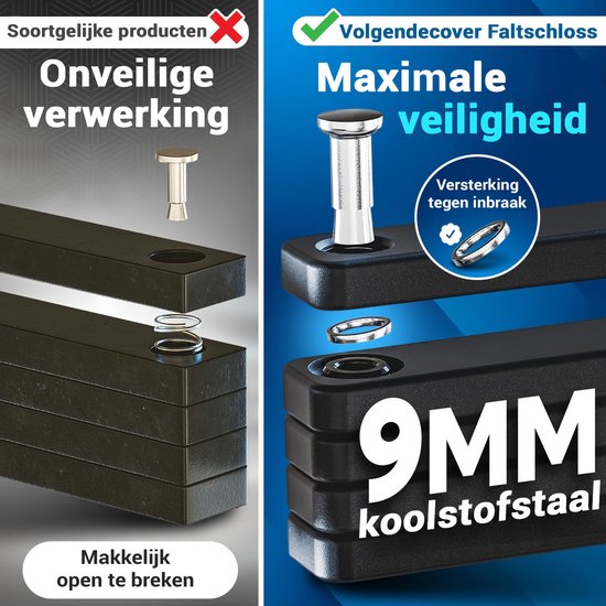 Nextcover FoldOne Vouwslot - SteelSecure 3.0 - 100cm - Zwart