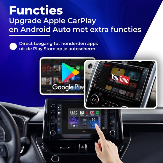 CarMe CarPlay AI Box - Installeer Elke App op je Autoscherm - Youtube & Netflix - Upgrade CarPlay en Android Auto - CarPlay Dongle - Android Auto Dongle - Nieuwste Model 2024 - Zwart