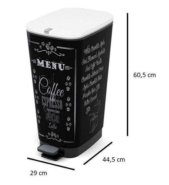 Kis Chic Bin Coffee Menu Prullenbak - 50 l - zwart