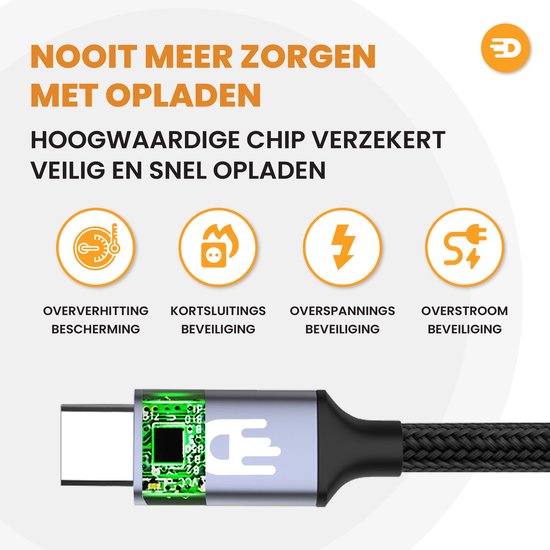 Drivv. USB C Oplaadkabel geschikt voor iPhone & Apple - USB C naar 8 Pin Kabel - Snellader - Oplader kabel - Nylon - Grijs - 3 meter