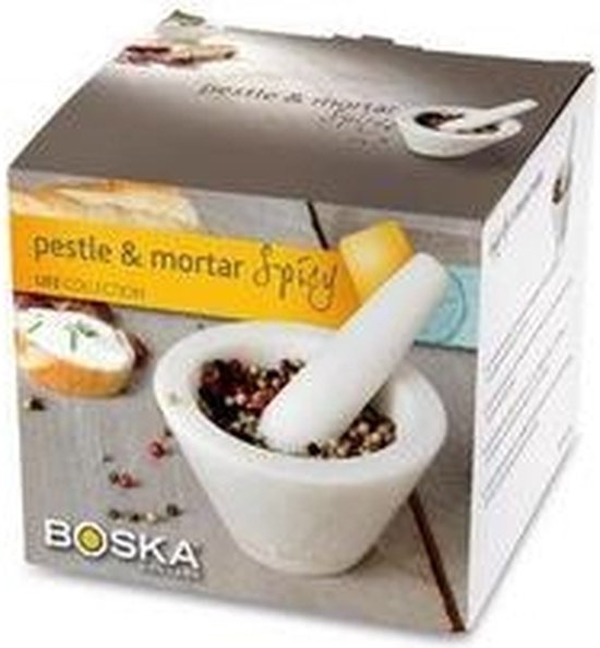 Boska Vijzel Spicy - voor Specerijen - Marmer - Wit - ⌀ 10 cm