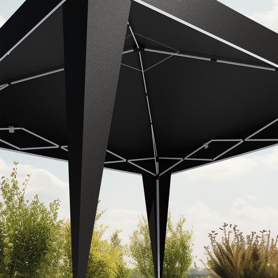 LifeGoods Partytent - Paviljoen - Easy Up - Opvouwbaar - Waterdicht - Met Draagtas - 300 x 300 cm – Zwart
