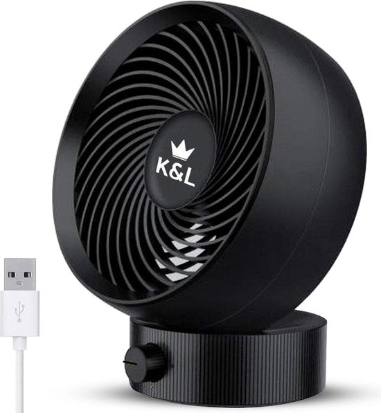 K&L Stille Ventilator - Tafelmodel - USB powered - Kantelbaar - Zwart