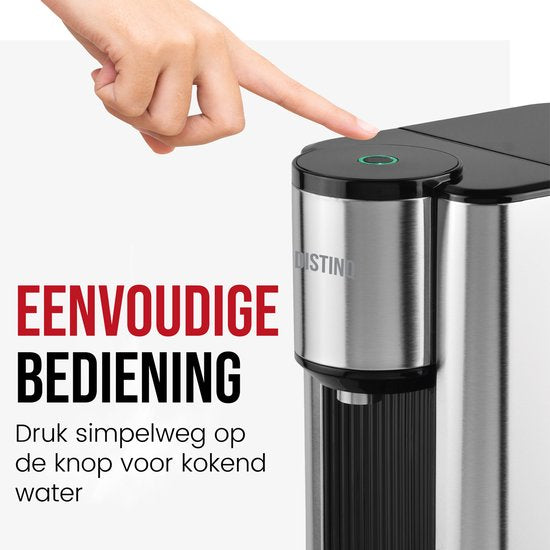 DistinQ Heetwaterdispenser - 2.5L - RVS - BPA vrij - 2600W - 30x15x30 cm - Zwart|Zilver