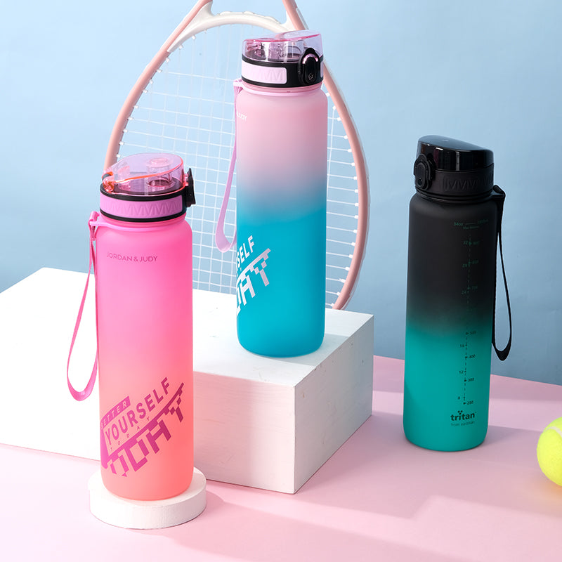 Jordan & JUDY Tritan sportwaterfles - 1000 ml - roze verloop