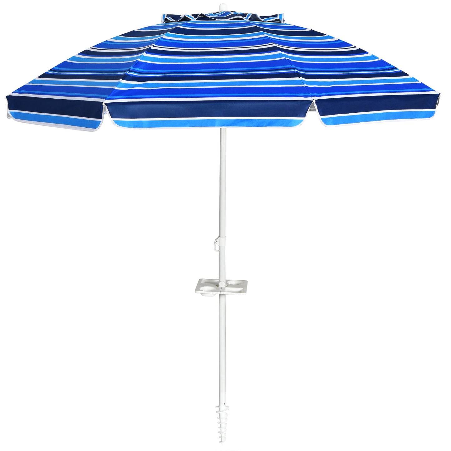 Coast Strandparasol Parasol - 220 cm - donkerblauw/lichtblauw/gekleurd
