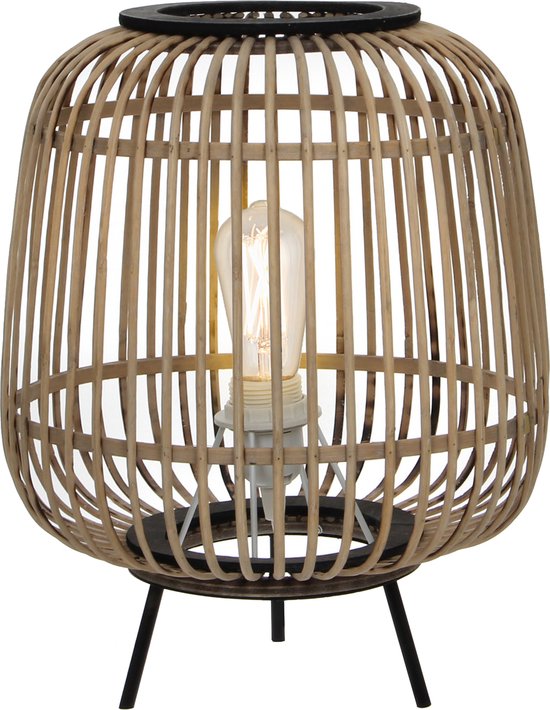 Mica Decorations - Nimes Tafellamp - H37 x Ø29 cm - Bamboe - Lichtbruin