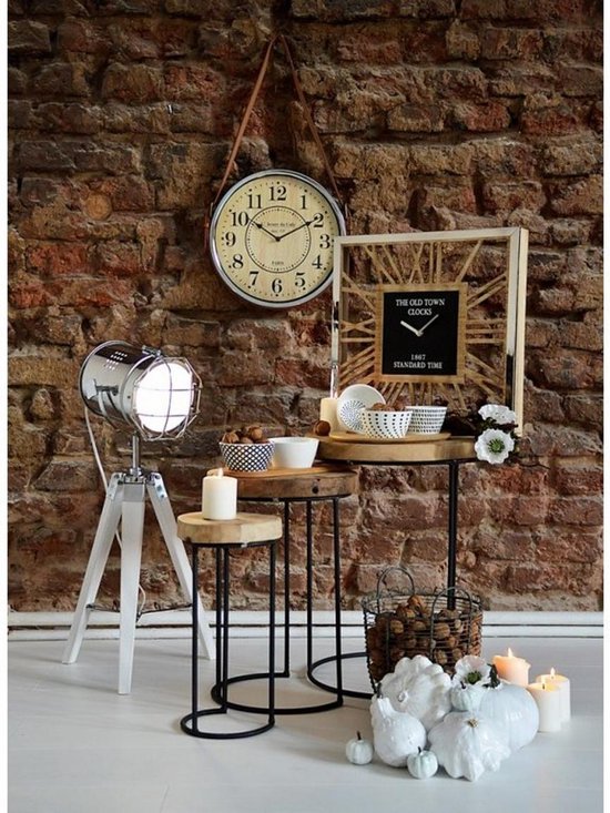 Staande vloerlamp statief Boomi industrieel retro design wit zilver