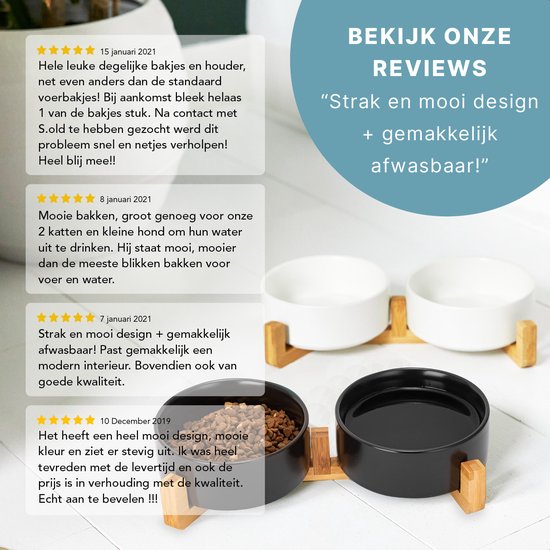 Voerbak Hond - Drinkbak - Met Standaard - 2x 800 ml - Maat M - Zwart