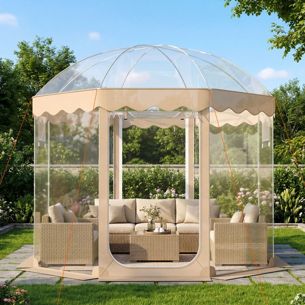Coast Pop-up Bubbeltent - 8 tot 10 personen - 540° panoramisch uitzicht - transparant - 305 x 305 x 210 cm