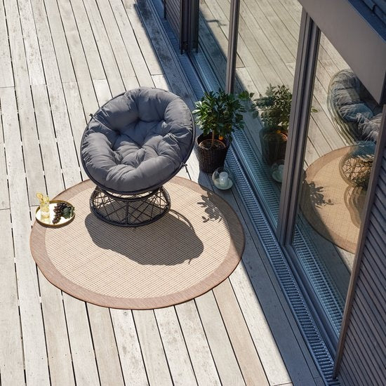tectake® - Wicker papasan fauteuil Gargano - grijs - 403553 - poly-rattan
