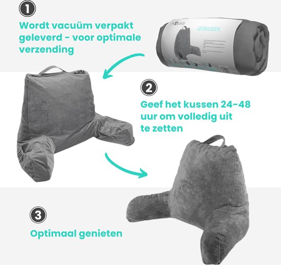 WorldWide products Leeskussen met Armsteunen - Relax kussen memory foam – voor in Bed