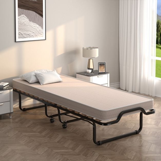 Coast Italiaans Opklapbaar Logeerbed met Matras – 200 x 90 x 41 cm – Beige
