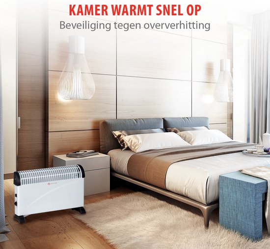 alpina Convectorkachel Electrisch CHYO2 - Elektrische Verwarming 2000W - Convector Kachel met Verstelbare Thermostaat en Turbofunctie - Ruimtes tot 15m2 - Oververhittingsbeveiliging - Wit