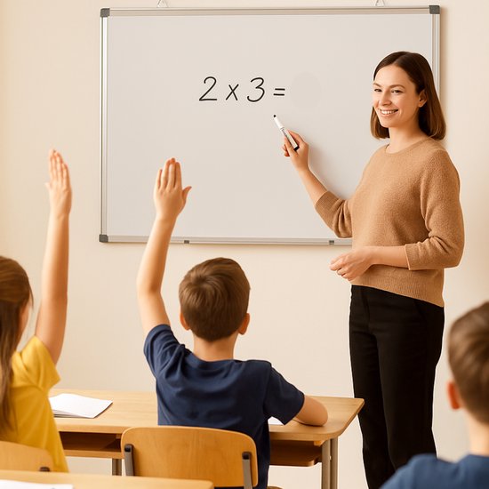 BRASQ Whiteboard 60x90 cm magnetisch – met accessoires set (markers, wisser, magneten) - Schoolbord - Magneetbord – Wit