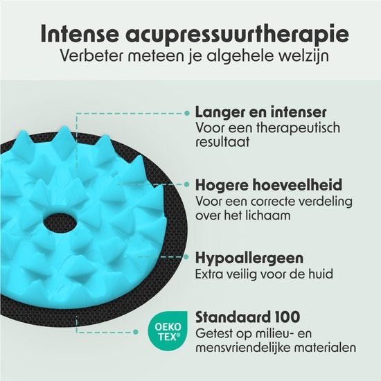 LifeGoods Acupressuur Mat XL - met Kussen - Shakti mat - Spijkermat Incl. 2x Triggerpoint Bal - 128x48x2cm - Zwart/Turquoise
