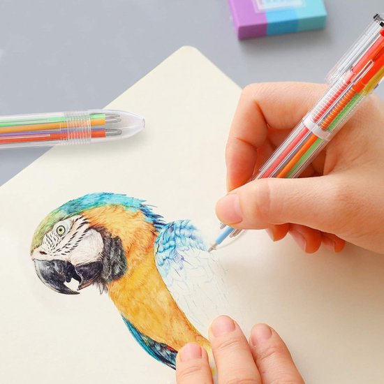 Partizzle 24x Meerkleurige Balpennen - Balpen Uitdeelcadeautjes Voor School - Creatief Kleuren - Grabbelton Pennen Traktatie Cadeautjes voor Kinderen - 6 Kleuren