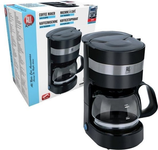 All Ride Koffiezetapparaat 24V - Auto en Vrachtwagen - Filter Koffie - Warmhoudfunctie - Zwart