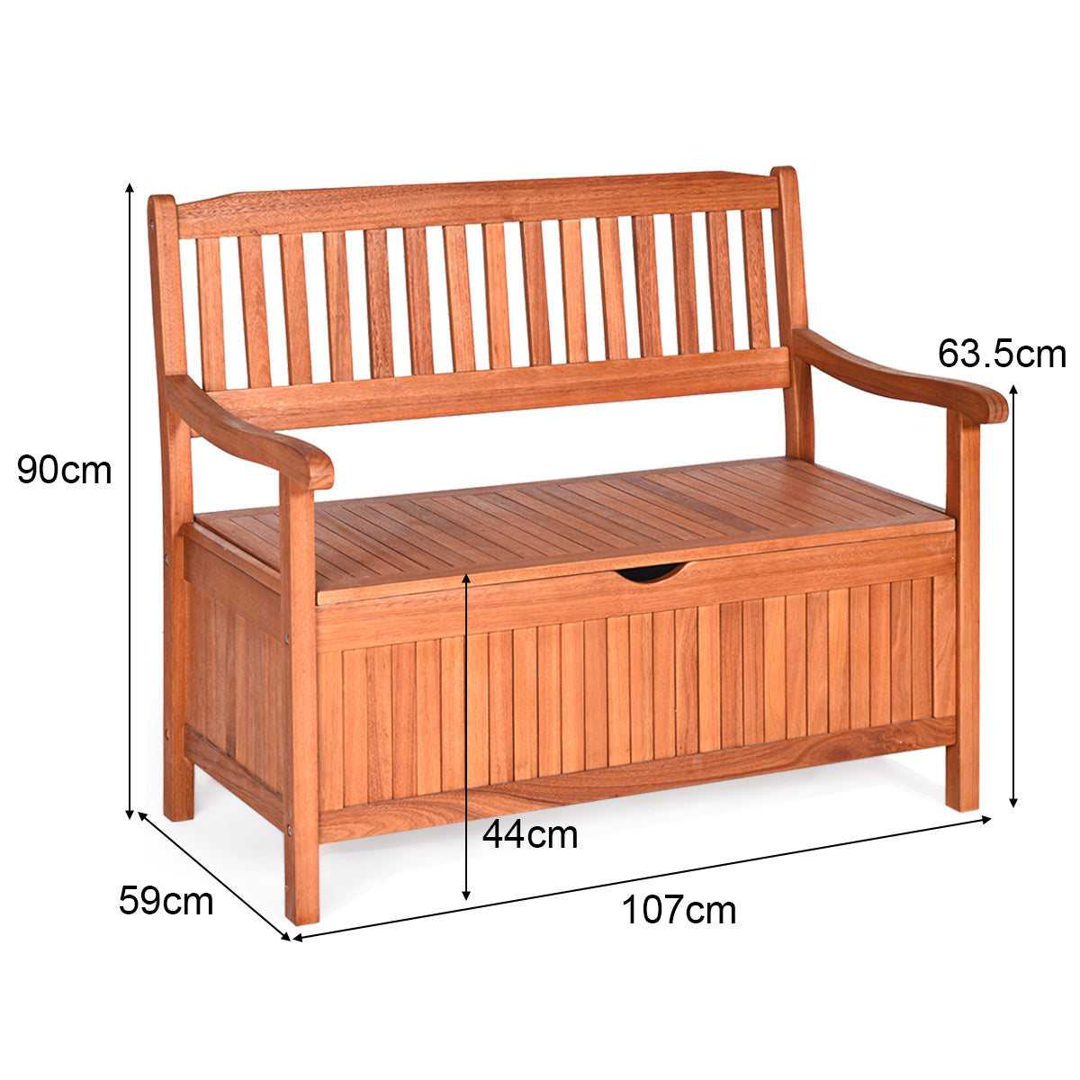 Coast Houten Tuinbank met Opbergruimte - 107 x 59 x 90 cm