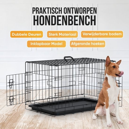 Avalo Hondenbench XXL - Opvouwbare Kooi - 2 Deuren - 122x74x80 CM
