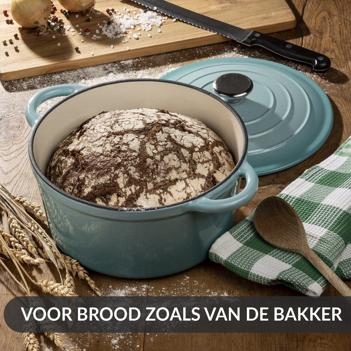 Chefarone Gietijzeren Pan – Braadpan – Inclusief Deksel – Geschikt Voor Alle Warmtebronnen – Geëmailleerd - Blauw