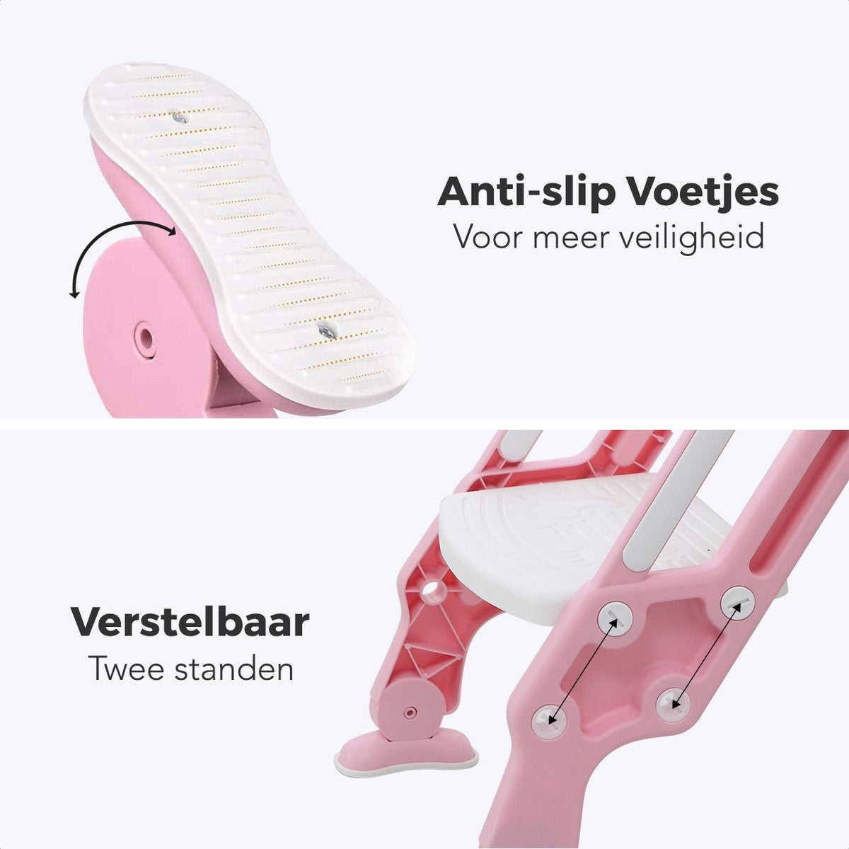 LifeGoods WC Verkleiner met Trapje - Toilettrainer met Opstapje - Potje peuter - 2 tot 7 Jaar - Roze/Wit