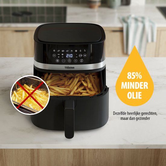 Tristar Airfryer FR-9418 - 8L - Grote Capaciteit XXL - PFAS Vrij - 7 programma's - Warmhoudfunctie - 2000 Watt