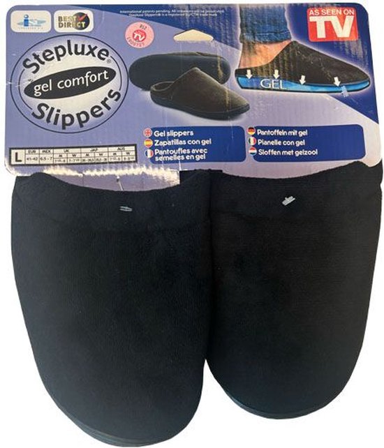 Stepluxe Gelslippers - Maat 41/42 - Universele slippers - Zwart