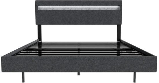 Zwevend bed Lissabon - 140x200cm - Kunstleer - Incl. LED - Donkergrijs