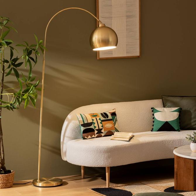 Atmosphera Floris Gebogen Booglamp Goud - Vloerlamp H177 cm