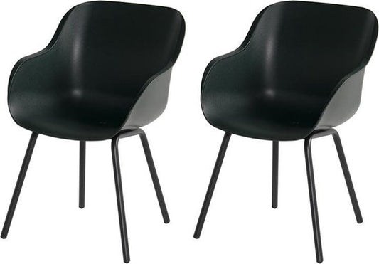Hartman Sophie elegance tuinstoel - Donkergroen - set van 2 - zwart rondo onderstel