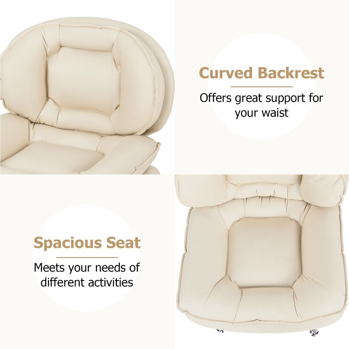 Coast Bureaustoel - ergonomische draaistoel - dubbel gewatteerde rug en zitting - beige