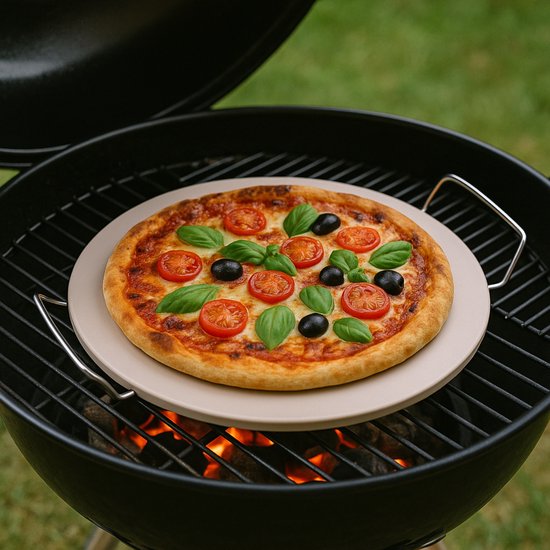 alpina Pizzasteen - Pizza Steen voor BBQ en Oven - Ø33 cm - Baksteen voor Krokante Korst - Hittebestendige Ovensteen