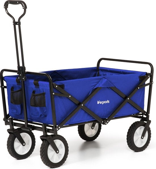 LifeGoods Bolderkar - Opvouwbaar - Draaibare wielen - 2 Standen - 70KG Draagkracht - Blauw