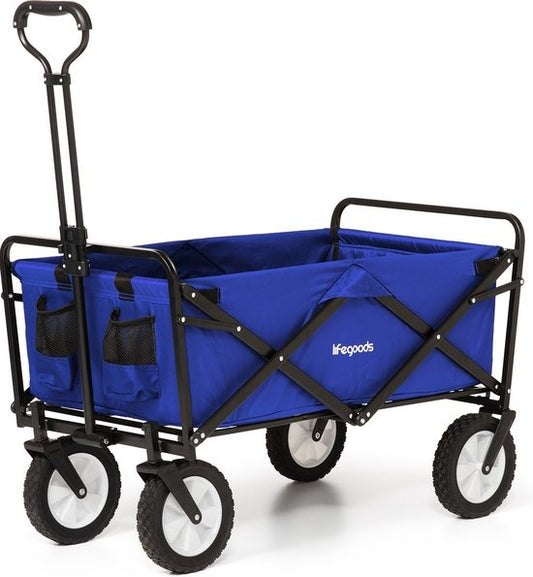 LifeGoods Bolderkar - Opvouwbaar - Draaibare wielen - 2 Standen - 70KG Draagkracht - Blauw