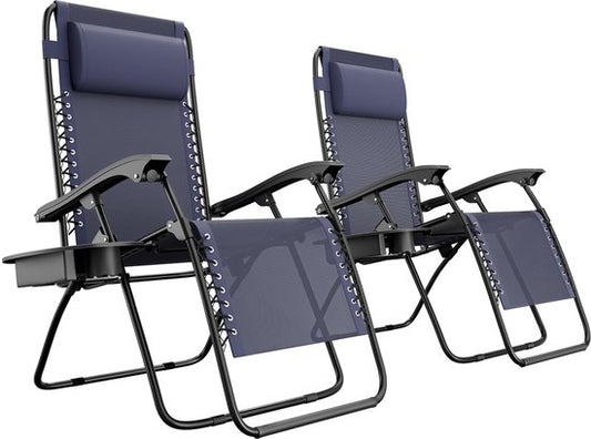 LifeGoods Opvouwbare Tuinstoelen - 2 Stuks - Ligstoel Tuin - 30°-90° Verstelbaar - Metaal - Blauw
