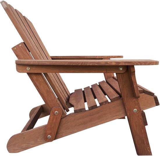 AXI Rosalie Adirondack Stoel Coffee – Houten loungestoel met armleuningen – Opklapbaar - Hoge rugleuning - Tuinstoel – 75,5 x 86,5 x 85 cm – FSC 100% Hemlockhout