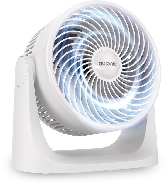 Auronic Tafelventilator - 3 Snelheden - Kleine Ventilator - Vloerventilator - Muurmontage mogelijk - 41db - 90° Oscillatie - 7 Meter Luchtstroom - Wit