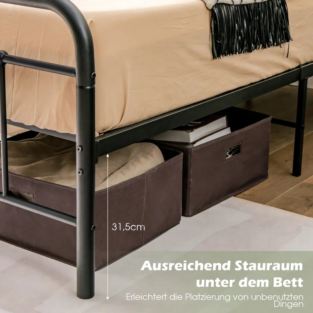 Coast -platformbed gemaakt van metalen modern bedframe met hoofd en voet deel 208 x 164 x 102 cm zwart