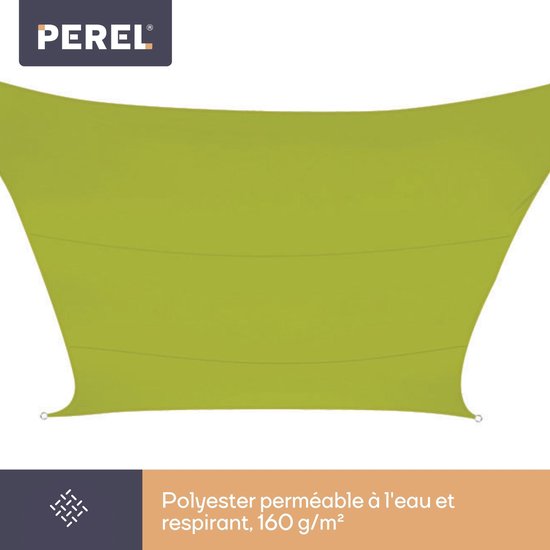 Perel Schaduwdoek - Waterafstotend - 13 m² - Polyester - 3.6 x 3.6m - Limoengroen