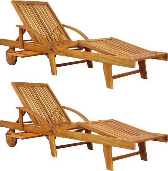 Casaria Ligstoelset – Inklapbaar & Verstelbaar – 195,5 x 69 x 85 cm – Bruin