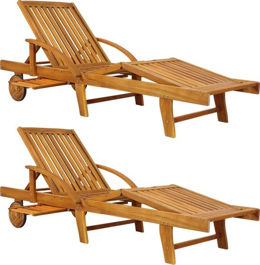 Casaria Ligstoelset – Inklapbaar & Verstelbaar – 195,5 x 69 x 85 cm – Bruin