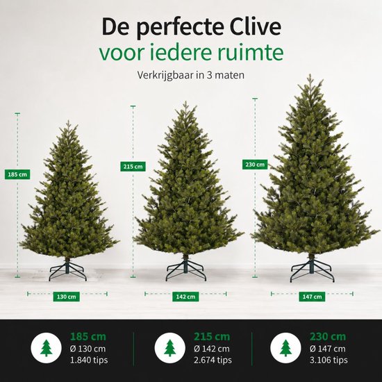 Black Box Trees Clive Kerstboom - Realistische Kunstboom met Volle Uitstraling en 1840 Takken - Kerstversiering voor Binnen - Sfeervol en Realistisch - Makkelijk Opzetten - H185 x Ø130 cm - Groen