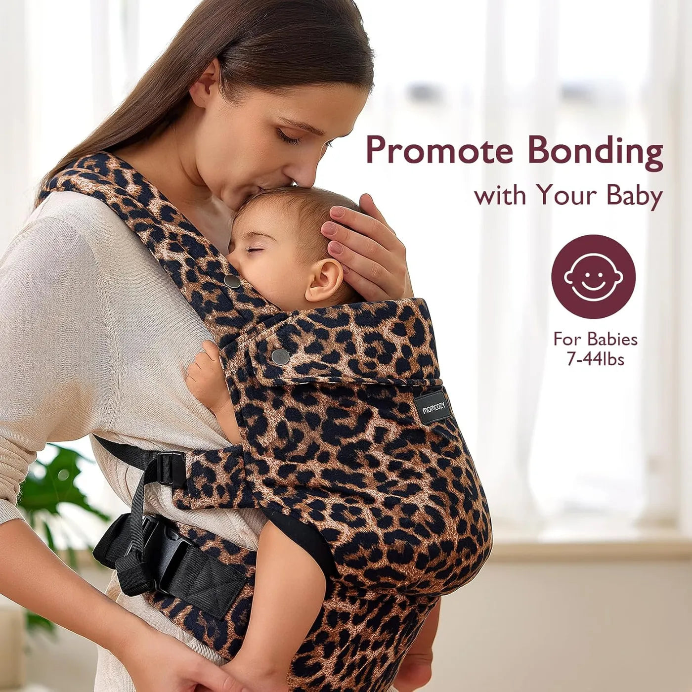 Momcozy Leopard Baby Draagzak - 3-in-1 - Ergonomisch - 3-20 kg - 100% Katoen - Verstelbaar - Wasbaar