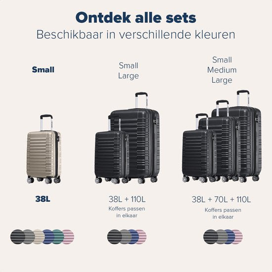 TRVLMORE Handbagage Koffer - 38L - Cijferslot - Lichtgewicht - Trolley - 54x36x20cm - Past binnen 55x40x20 cm - Champagne